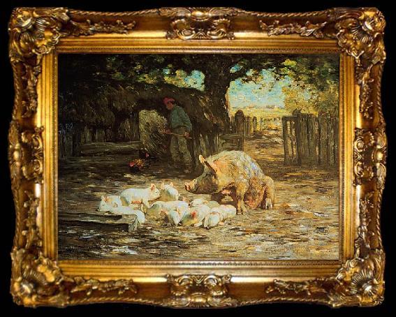 framed  Horatio Walker Little White Pigs and Mother, ta009-2